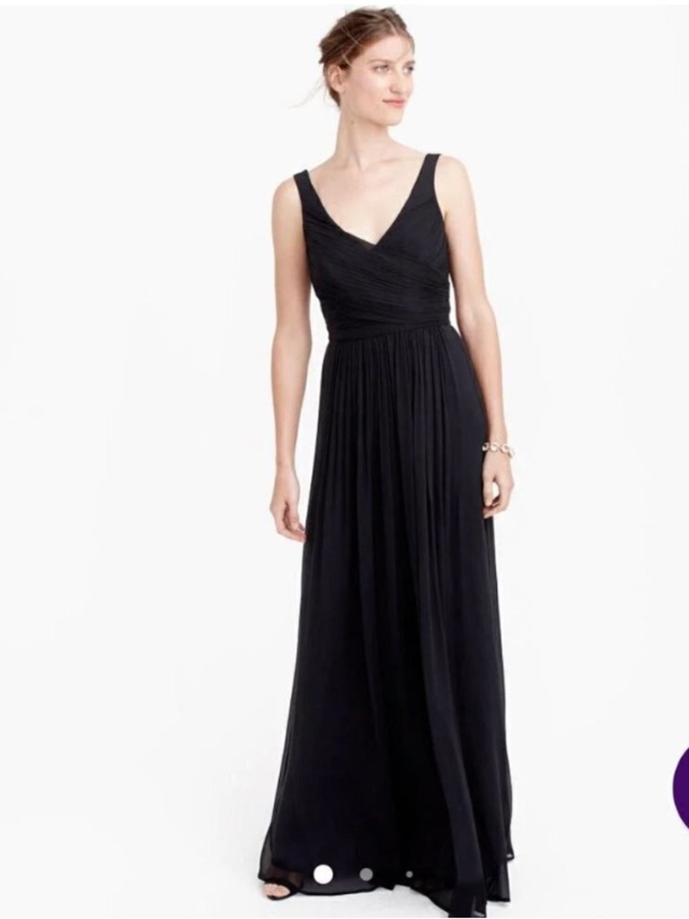 J.Crew black Anabel Long Dress chiffon silk size 2 petite